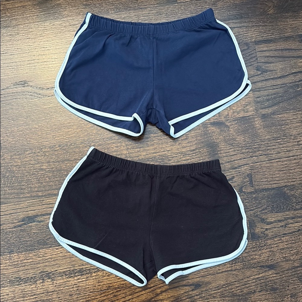 Papaya Blue and Black Athletic Shorts with Elastic Waistband